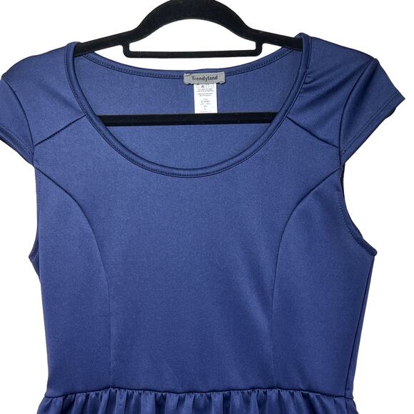 Trendyland Cap Sleeve Scoop Neck Pull On Midi Dress Size Large Navy Blue - Picture 2 of 12
